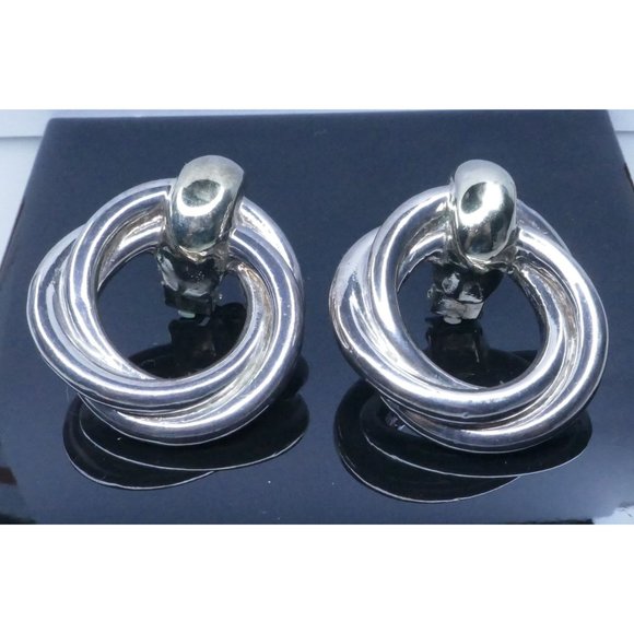 Vintage Sterling Silver Two Tone Electroform Wreath Earrings Signed CO - Picture 2 of 13